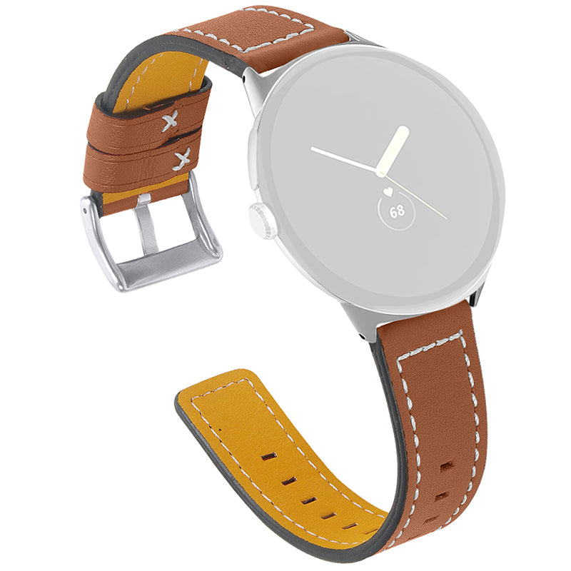 Stitching Watch Band for Google Pixel Watch 2 Pixel Watch Genuine Leather Watch Strap Replacement Part Stitching Watch Band for Google Pixel Watch 2 Pixel Watch Genuine Leather Watch Strap Replacement Part